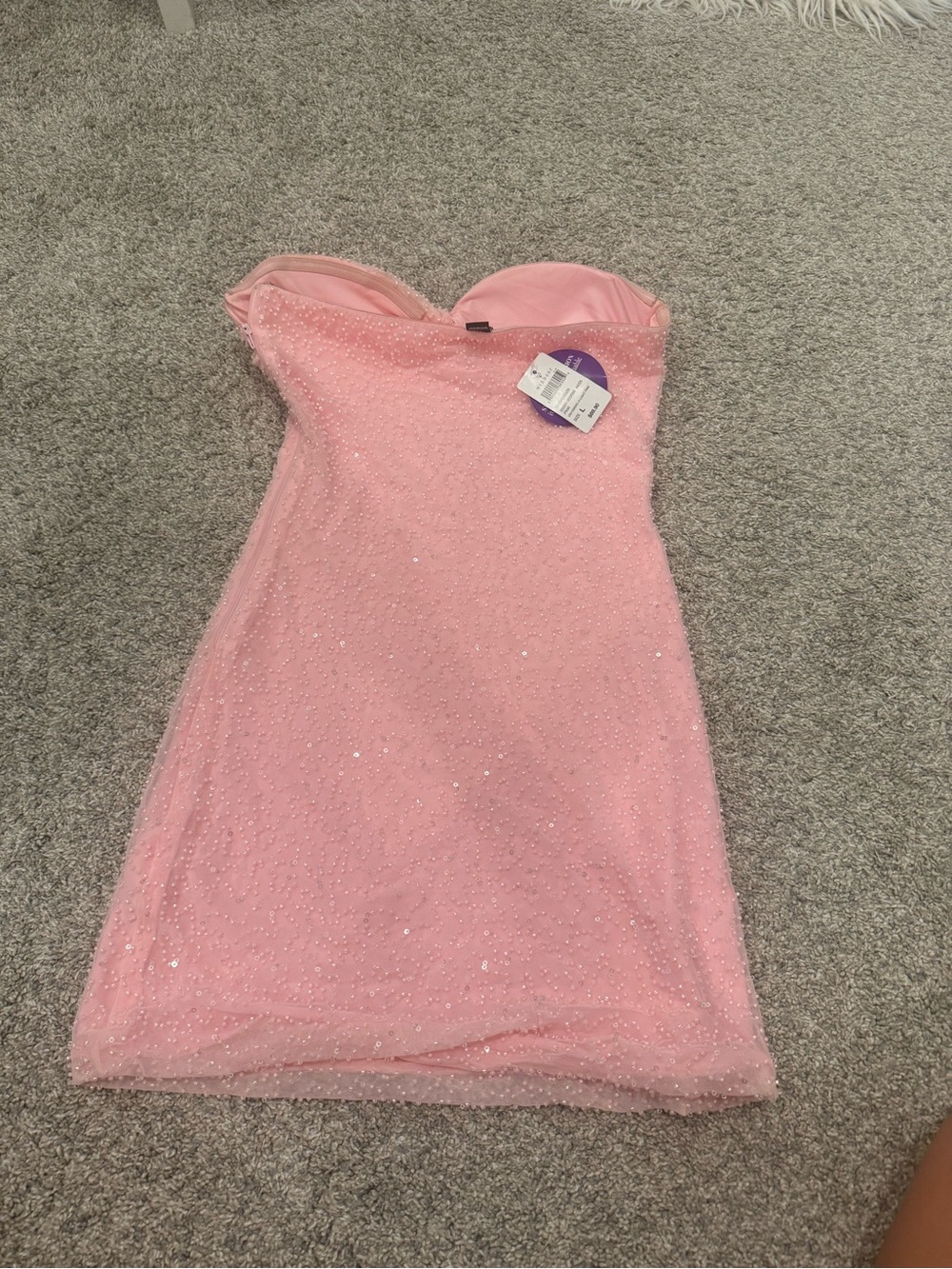 Windsor Blush Pink Sparkle Strapless Mini Dress - Picture 2 of 5